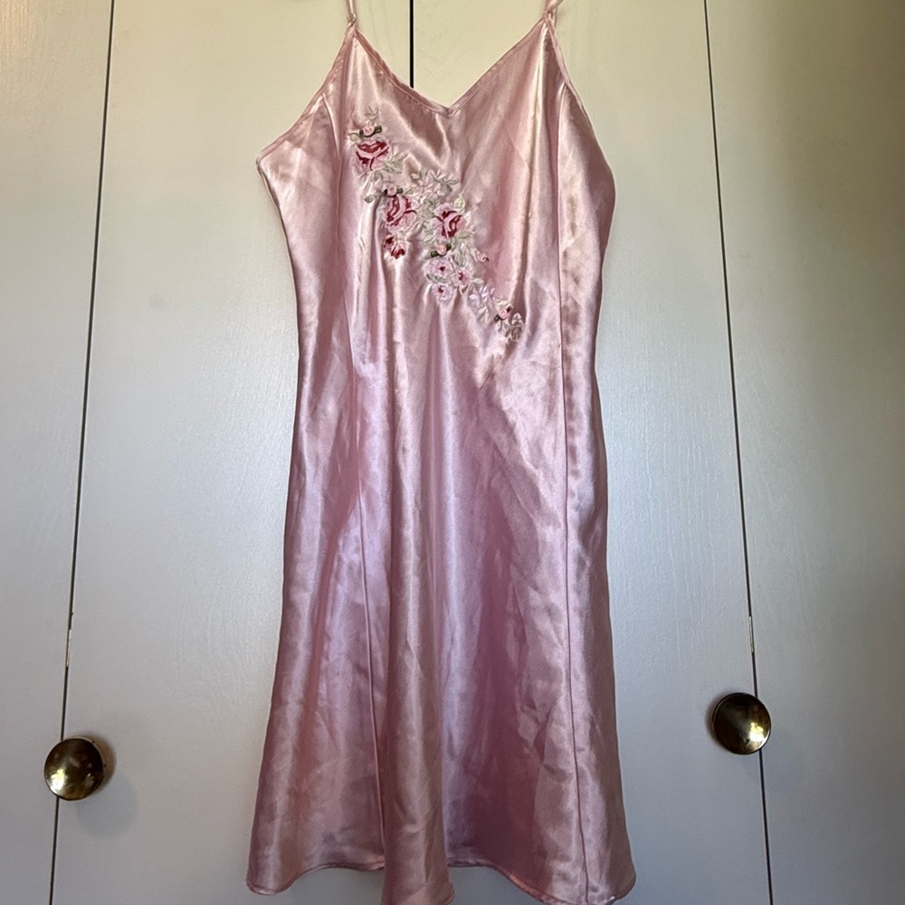 Elegant Pink Satin Slip Dress